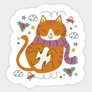 Meowy Christmas Cat Sticker